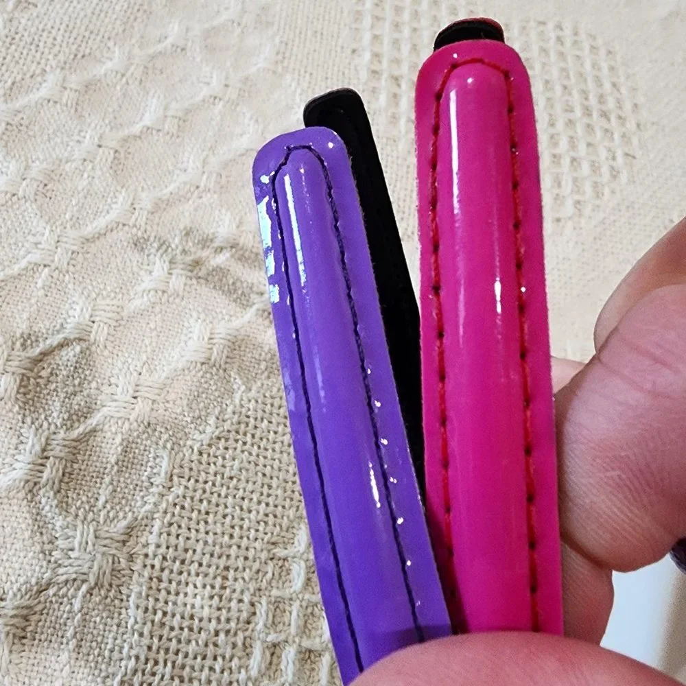 Elements Kidz Girl Kid Shiny Barbiecore Pink Purple Pair of Headbands Bows